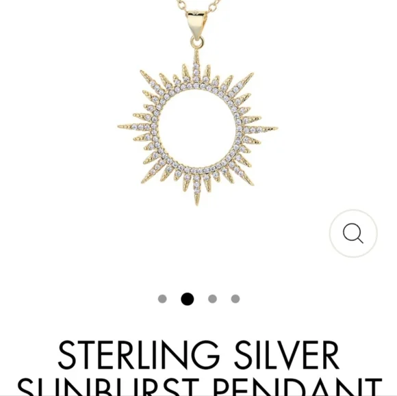 STUNNING SUNBURST PENDANT WITH SWAROVSKI CRYSTALS 14ktor Platinum/Rhodium Plated - Picture 2 of 6